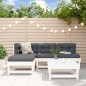 vidaXL Juego de muebles jardín 5 piezas y cojines madera maciza blanco
