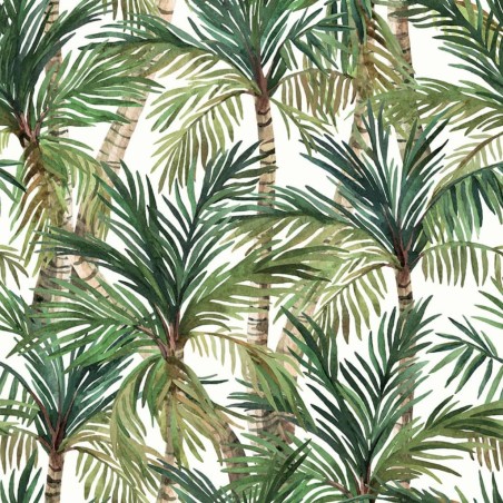 DUTCH WALLCOVERINGS Papel pintado Palm Trees verde y blanco