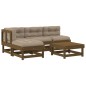 vidaXL Juego muebles jardín 5 pzas y cojines madera maciza marrón miel vidaXL Juego muebles jardín 5 pzas y cojines madera maciza marrón miel