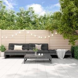 vidaXL Juego de muebles de jardín 4 pzas y cojines madera maciza gris