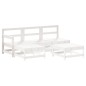 vidaXL Juego de muebles jardín 5 piezas y cojines madera maciza blanco vidaXL Juego de muebles jardín 5 piezas y cojines madera maciza blanco