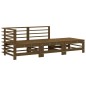 vidaXL Juego de sofás de jardín 3 pzas con cojines madera marrón miel vidaXL Juego de sofás de jardín 3 pzas con cojines madera marrón miel