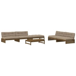 vidaXL Juego muebles jardín 6 pzas y cojines madera maciza marrón miel
