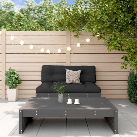 vidaXL Juego de muebles de jardín 2 pzas y cojines madera maciza gris