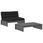 vidaXL Juego de muebles de jardín 2 pzas y cojines madera maciza gris vidaXL Juego de muebles de jardín 2 pzas y cojines madera maciza gris