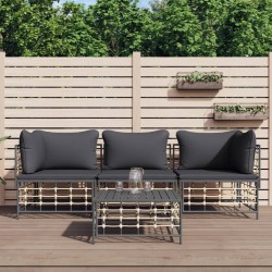vidaXL Juego de muebles de jardín 4 pzas y cojines ratán PE antracita