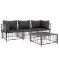 vidaXL Juego de muebles de jardín 4 pzas y cojines ratán PE antracita vidaXL Juego de muebles de jardín 4 pzas y cojines ratán PE antracita