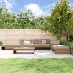 vidaXL Juego muebles jardín 5 pzas y cojines madera maciza marrón miel