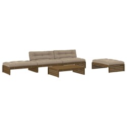 vidaXL Juego muebles jardín 5 pzas y cojines madera maciza marrón miel