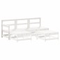 vidaXL Juego de muebles jardín 5 piezas y cojines madera maciza blanco vidaXL Juego de muebles jardín 5 piezas y cojines madera maciza blanco
