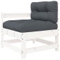 vidaXL Juego de muebles jardín 5 piezas y cojines madera maciza blanco vidaXL Juego de muebles jardín 5 piezas y cojines madera maciza blanco