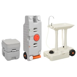 vidaXL Juego inodoro con lavabo y depósito agua portátil para camping