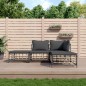vidaXL Juego de muebles de jardín 3 pzas cojines antracita ratán PE