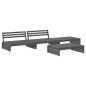 vidaXL Juego de muebles de jardín 4 pzas y cojines madera maciza gris vidaXL Juego de muebles de jardín 4 pzas y cojines madera maciza gris