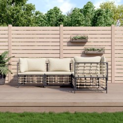 vidaXL Juego de muebles de jardín 4 pzas y cojines ratán PE antracita