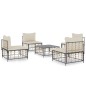 vidaXL Juego de muebles de jardín 5 pzas y cojines ratán PE antracita vidaXL Juego de muebles de jardín 5 pzas y cojines ratán PE antracita