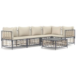 vidaXL Juego de muebles de jardín 6 pzas cojines antracita ratán PE