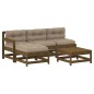 vidaXL Juego muebles jardín 5 pzas y cojines madera maciza marrón miel