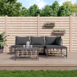vidaXL Juego de muebles de jardín 5 pzas cojines antracita ratán PE