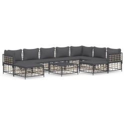 vidaXL Juego de muebles de jardín 10 pzas y cojines ratán PE antracita