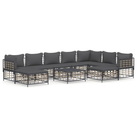 vidaXL Juego de muebles de jardín 10 pzas y cojines ratán PE antracita