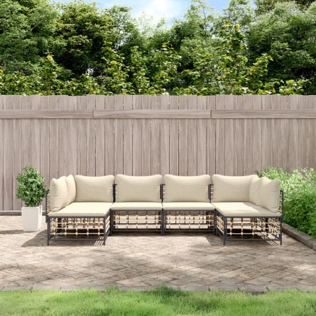 vidaXL Juego de muebles de jardín 6 pzas cojines antracita ratán PE