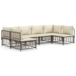 vidaXL Juego de muebles de jardín 6 pzas cojines antracita ratán PE