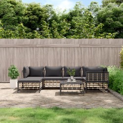 vidaXL Set muebles de jardín 7 pzas y cojines ratán PE gris antracita