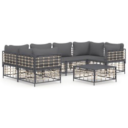 vidaXL Set muebles de jardín 7 pzas y cojines ratán PE gris antracita