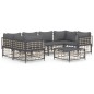 vidaXL Set muebles de jardín 7 pzas y cojines ratán PE gris antracita