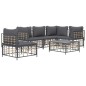 vidaXL Juego de muebles de jardín 6 pzas cojines antracita ratán PE vidaXL Juego de muebles de jardín 6 pzas cojines antracita ratán PE