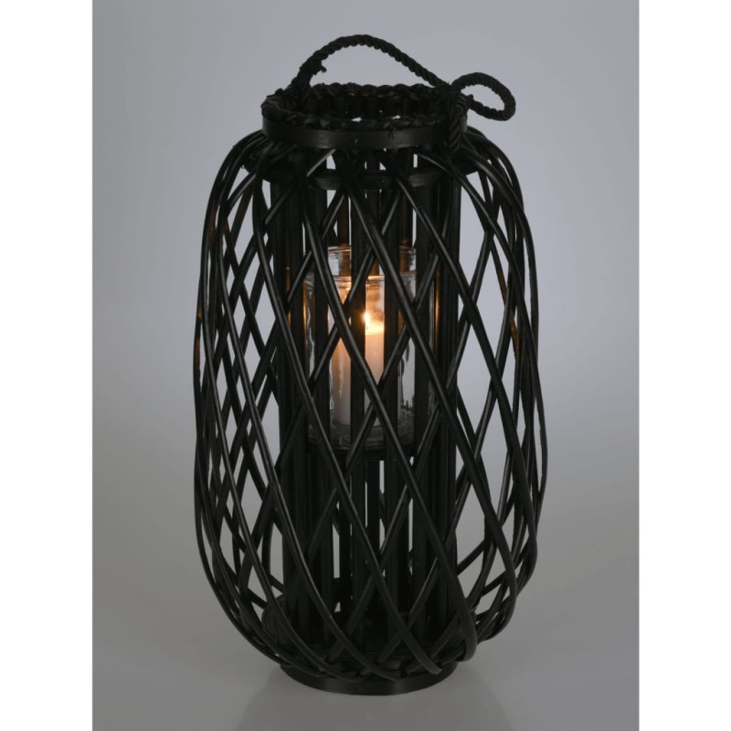 H&S Collection Farol de junco negro 50x28 cm H&S Collection Farol de junco negro 50x28 cm