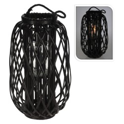 H&S Collection Farol de junco negro 50x28 cm