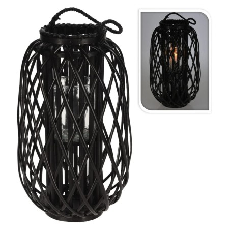 H&S Collection Farol de junco negro 50x28 cm