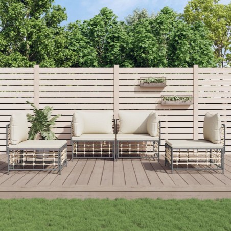 vidaXL Juego de muebles de jardín 4 pzas y cojines ratán PE antracita