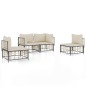 vidaXL Juego de muebles de jardín 4 pzas y cojines ratán PE antracita vidaXL Juego de muebles de jardín 4 pzas y cojines ratán PE antracita