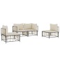 vidaXL Juego de muebles de jardín 4 pzas y cojines ratán PE antracita vidaXL Juego de muebles de jardín 4 pzas y cojines ratán PE antracita