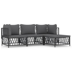 vidaXL Juego muebles de jardín 4 pzas y cojines acero gris antracita