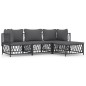 vidaXL Juego muebles de jardín 4 pzas y cojines acero gris antracita