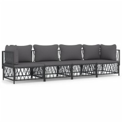 vidaXL Juego muebles de jardín 4 pzas y cojines acero gris antracita