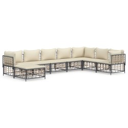 vidaXL Juego de muebles de jardín 8 pzas y cojines ratán PE antracita