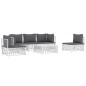 vidaXL Juego de muebles de jardín 6 piezas y cojines acero blanco