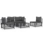 vidaXL Juego muebles de jardín 5 pzas y cojines acero gris antracita vidaXL Juego muebles de jardín 5 pzas y cojines acero gris antracita