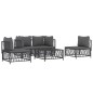 vidaXL Juego muebles de jardín 5 pzas y cojines acero gris antracita vidaXL Juego muebles de jardín 5 pzas y cojines acero gris antracita