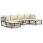vidaXL Juego de muebles de jardín 6 pzas cojines antracita ratán PE vidaXL Juego de muebles de jardín 6 pzas cojines antracita ratán PE