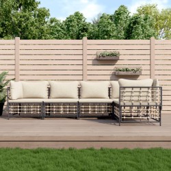 vidaXL Juego de muebles de jardín 5 pzas cojines antracita ratán PE