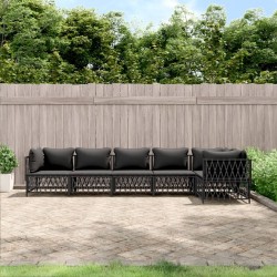 vidaXL Juego de muebles de jardín 6 pzas con cojines acero antracita