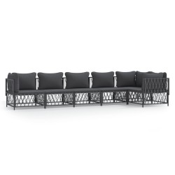 vidaXL Juego de muebles de jardín 6 pzas con cojines acero antracita