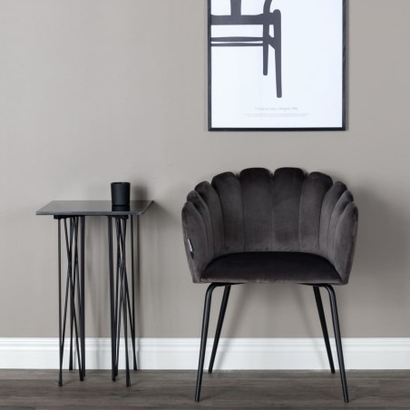 Venture Home Silla de comedor Limhamn terciopelo negro y gris