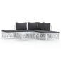 vidaXL Juego de muebles de jardín 6 piezas con cojines acero blanco